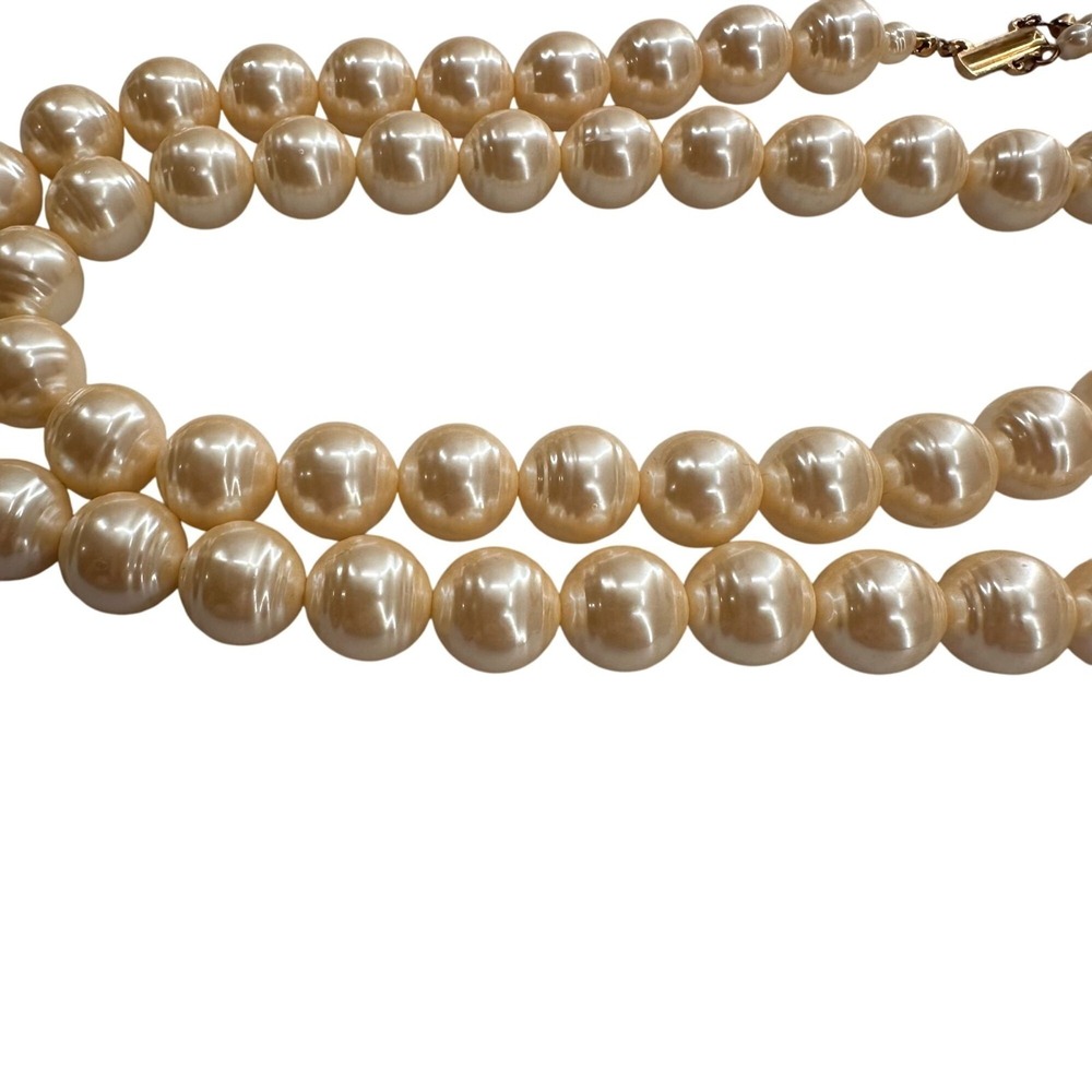 Vintage Style Faux Pearl Necklace Gold Plated Clasp‎ Dangling Bead Accent Retro